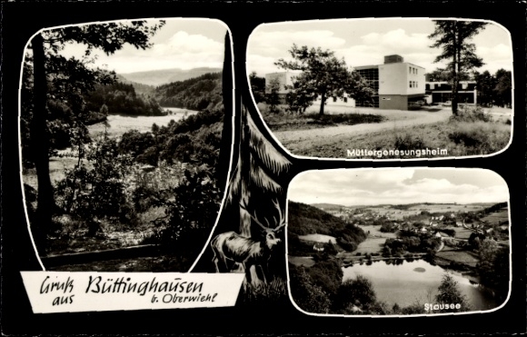 Postcard Büttinghausen Wiehl in the Oberbergischer Kreis, mothers' convalescent home, reservoir