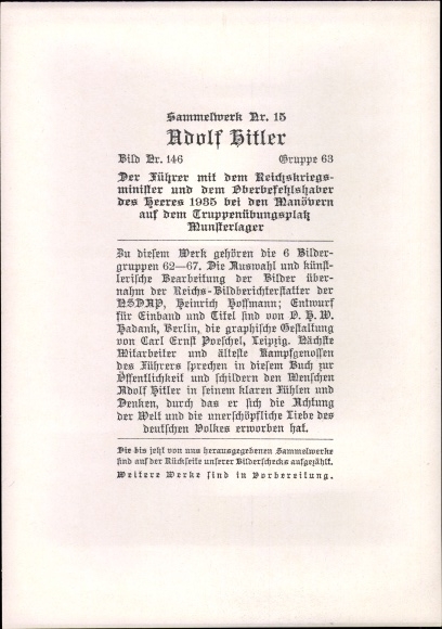 Collection picture Adolf Hitler, Werner von Fritsch, Werner von Blomberg, Collection No. 15 picture 146