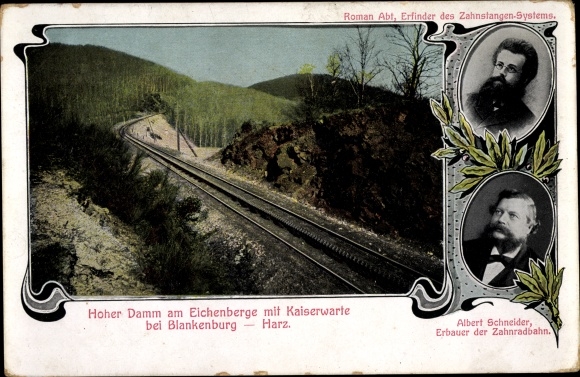 Postcard Harzzahnradbahn, cutting between Eichenberg and Staufenberg, Albert Schneider, Roman Abt