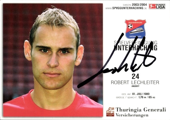 Autograph card footballer Robert Lechleiter, SpVgg Unterhaching, autograph