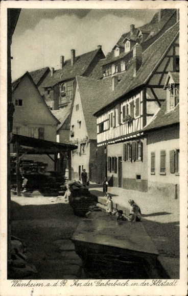 Postcard Weinheim an der Bergstraße Baden, At the Gerberbach in the old town
