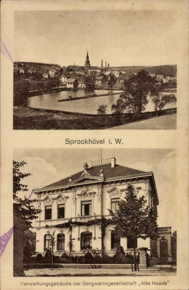 Postcard Sprockhövel in the Ruhr area, administration building of the mining company Alte Haase
