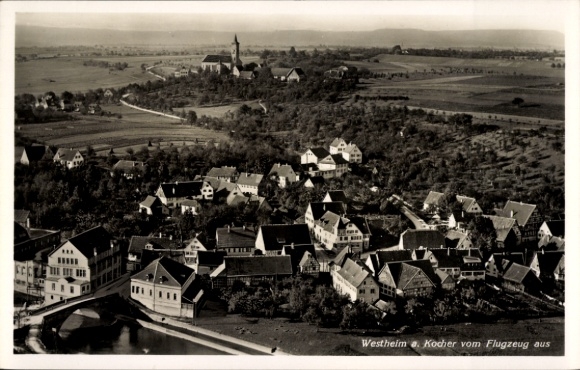 Postcard Westheim Rosengarten in Württemberg, aerial photograph