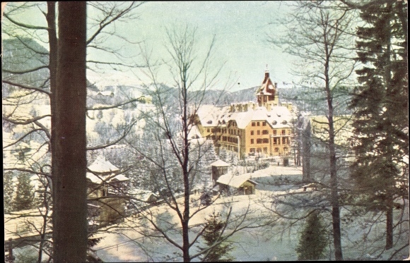 Postcard Semmering in Lower Austria, Hotel Erzherzog Johann in winter