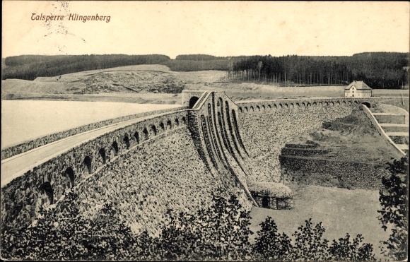 Postcard Klingenberg in the Erzgebirge Saxony, dam