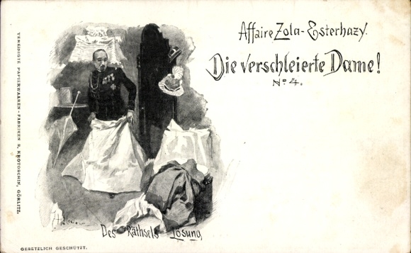 Artist Postcard The Veiled Lady, Affair Zola Esterhazy, The Solution to the Riddle
