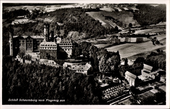 Postcard Schaumburg Rinteln on the Weser, Schaumburg Castle, castle, aerial photograph