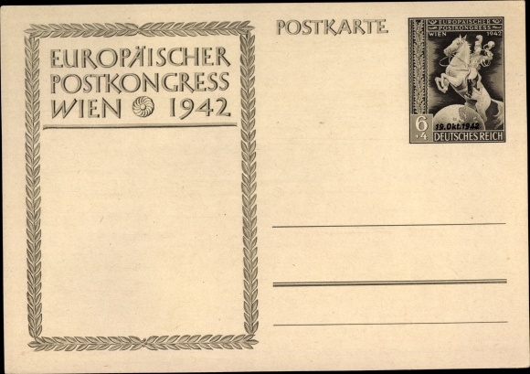 Ganzsachen Ak Wien, Europäischer Postkongress 1942