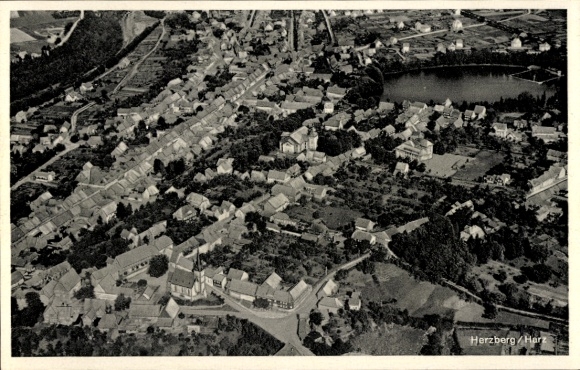 Postcard Herzberg am Harz, aerial photograph