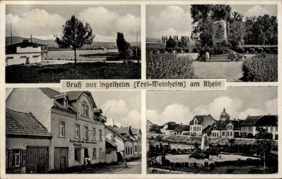 PC Ingelheim am Rhein, Frei Weinheim, partial view, butcher shop G. Metzger, monument