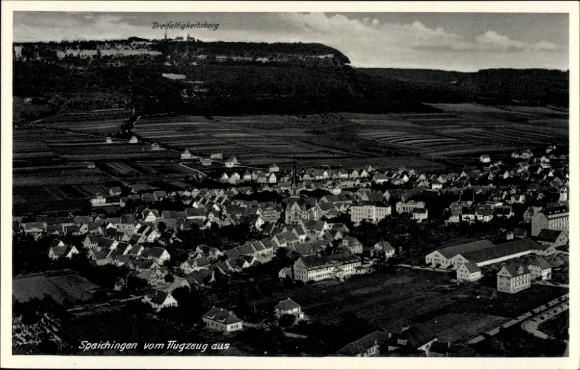 Postcard Spaichingen in Württemberg, Dreifaltigkeitsberg, Spaichingen from the plane, aerial photograph