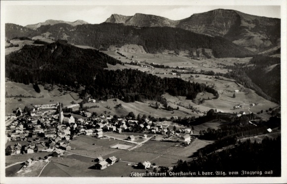 Postcard Oberstaufen in Allgäu, aerial photograph