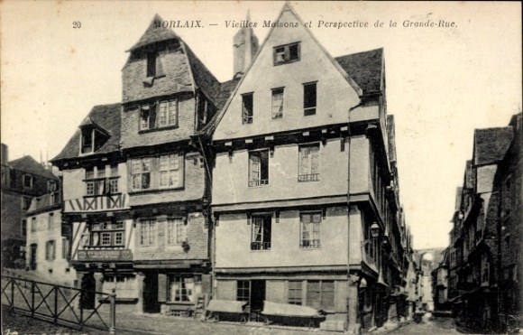 KP Morlaix Finistère, domy Vieille, perspektywa Grande-Rue,