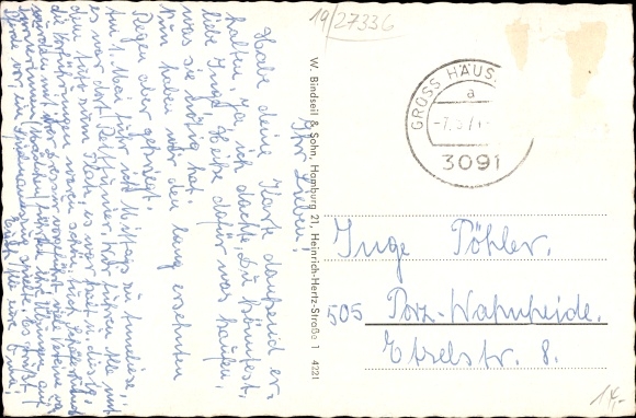 Postcard Groß Häuslingen in the Heidekreis, Dorfstrasse, Bahnhofstrasse
