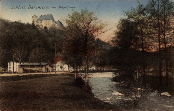 Postcard Bärenstein Altenberg, Castle Bärenstein in the Müglitz Valley