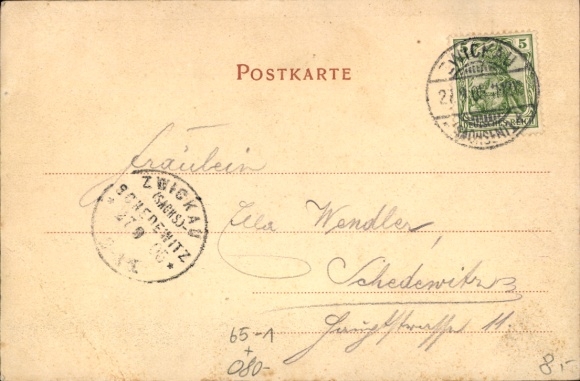 Postcard Zwickau in Saxony, train station