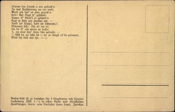 Song Postcard Soph, Hans, Erzgebirge dialect 5, the Rut tail