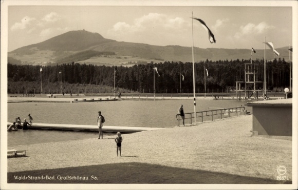 Postcard Großschönau in Upper Lusatia Saxony, forest beach