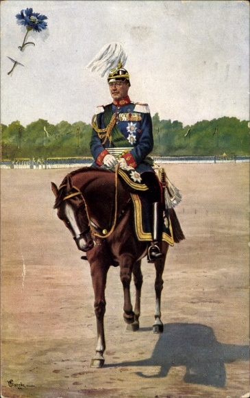 Artist Postcard King Friedrich August III of Saxony on horseback, For our needy veterans