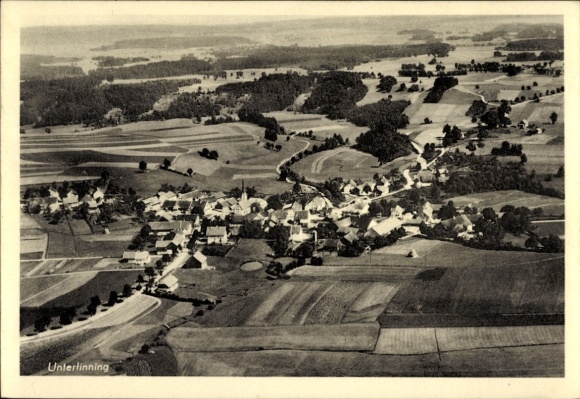 Postcard Untertinning, aerial photograph