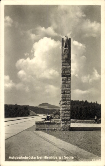 Postcard Hirschberg an der Saale, motorway bridge