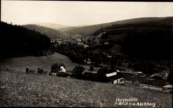 foto Ak Morgenröthe Rautenkranz in het Vogtland, uitzicht op de Aschberg