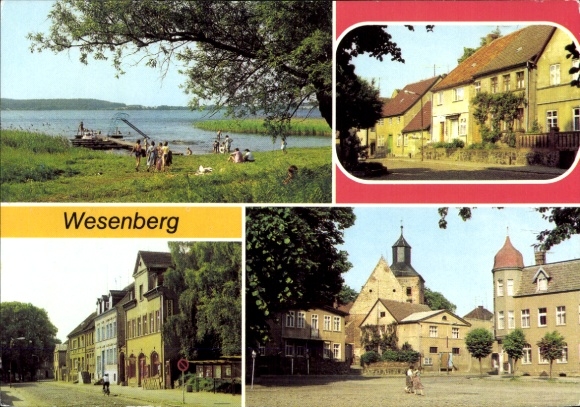 Ak Wesenberg Mecklenburg Vorpommern, Woblitzsee, Am Markt, Mittelstraße