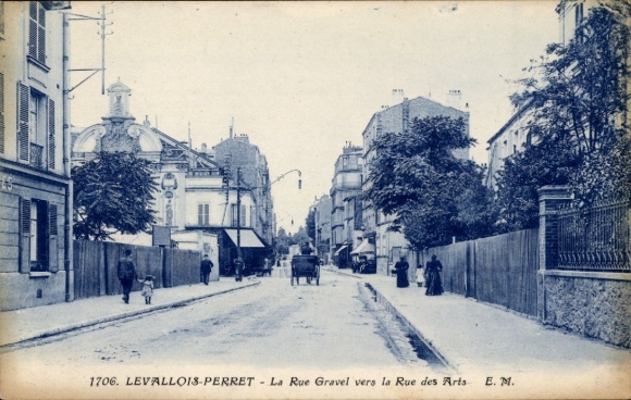 Postcard Levallois Perret Hauts de Seine, Le Rue Gravel versus la Rue des Arts