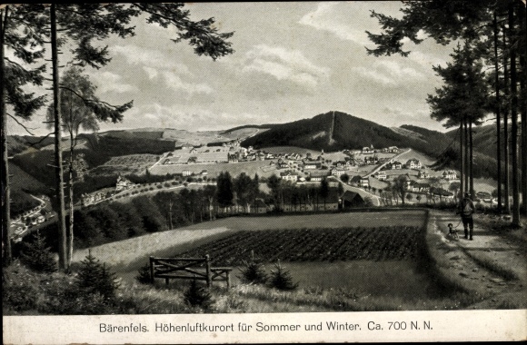 Postcard Bärenfels Altenberg in the Ore Mountains, panorama of the place