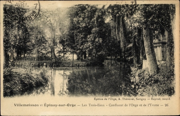 Ak Epinay sur Orge Essonne, Les Trois Eaux, Confluent de l&#39;Orge et de l&#39;Yvette