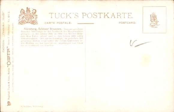 Artist Postcard Flower, Charles, Nuremberg in Middle Franconia Bavaria, Schöner Brunnen