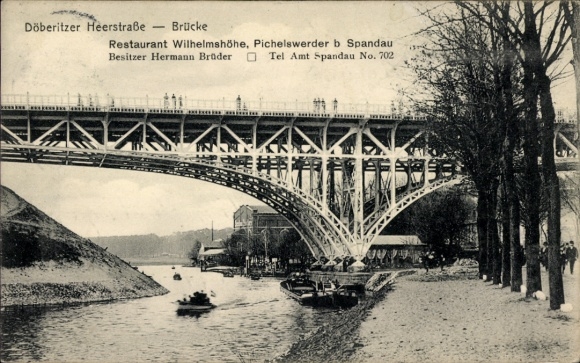 Postcard Berlin Spandau, Döbritzer Heerstraße, Bridge