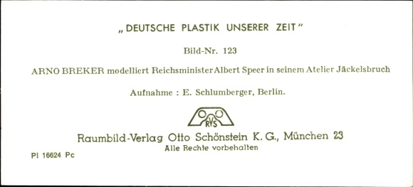 Stereo spatial image photo &quot;German sculpture of our time&quot;, no. 123 sculptor Arno Breker, bust A. Speer