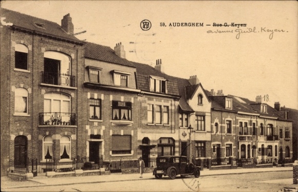 Postcard Auderghem Oudergem Belgium Brussels, with street view, Rue G. Keyen, car, 18.
