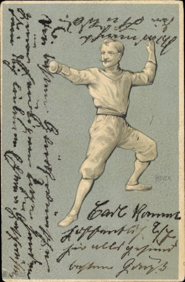 Artist Postcard Heyer, Fencer in Position