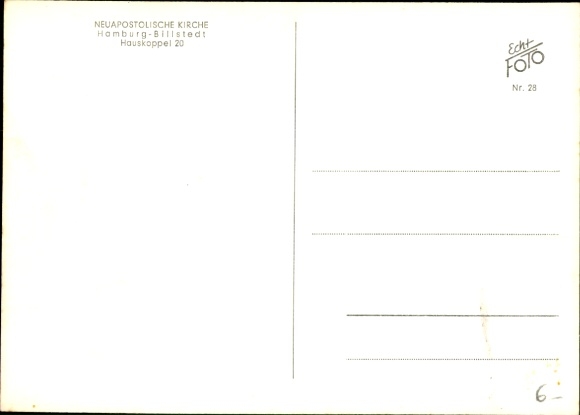 Postcard Hamburg Mitte Billstedt, New Apostolic Church