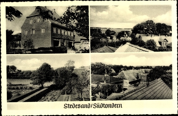 Ak Stedesand in Nordfriesland, Geschäft MC Nissen, Ortspartie