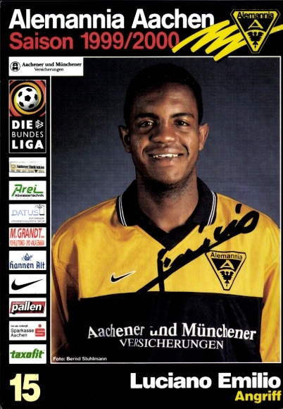 Handtekeningkaart voetballer Luciano Emilio, Alemannia Aachen, handtekening