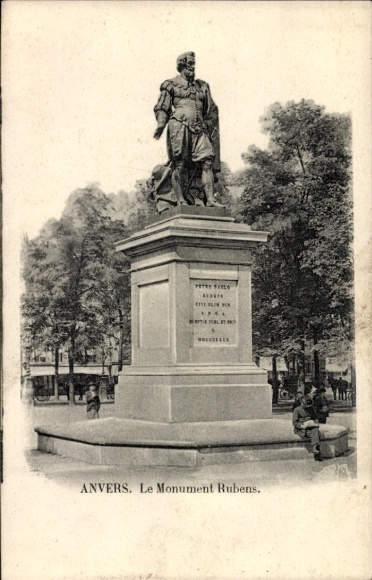 PC Antwerp Flanders, statue by Rubens, monument, city park, Antwerp