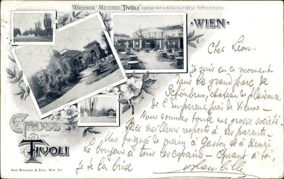 Ak Wien 12. Meidling, Wallner's Meierei Tivoli nächst dem Lustschlosse Schönbrunn, Terrasse
