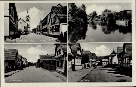 Ak Neuburg Pfalz, Kirche, Schule, die Kehl, Hauptstraße