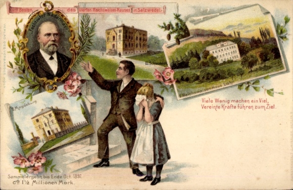 Litho Deutsche Reichsfechtschule, Fechtvater Nadermann, Reichs-Waisenhaus Lahr, Salzwedel, Magdeburg