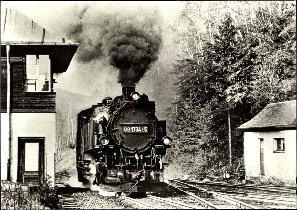 Postcard Kipsdorf Hainsberg Freital in Saxony, narrow-gauge railway at Kipsdorf station