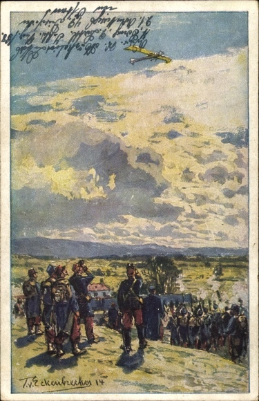 kunstenaar Ak hoekbreker, T . v., bombardement van een Duitse duif