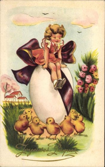 Set of 50 AK Easter chicks, lambs, religion etc.