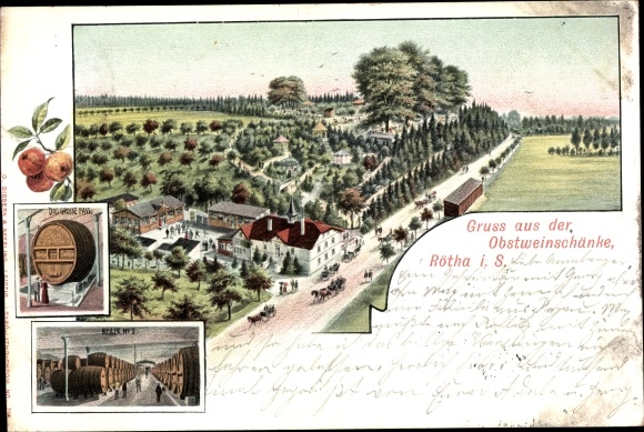 Ak Rötha in Sachsen, Obstweinschänke, das große Fass, Keller Nr. 3