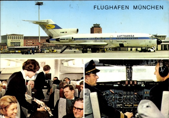 Postcard Riem Munich Bavaria, Airport, Pilots