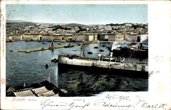 Ak Triest Trieste Friuli Venezia Giulia, Hafen, Handelsdampfer