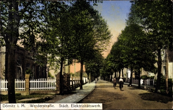 Postcard Dömitz Mecklenburg Vorpommern, Werderstrasse, municipal power station