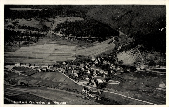 Postcard Reichenbach am Heuberg Württemberg, aerial photograph